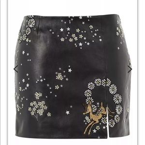 Topshop Unique Leather Alice Skirt Embellished